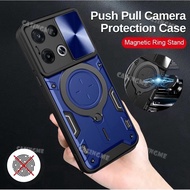 OPPO Reno 8 Shockproof Armor Push Pull Camera Protect Cover For OPPO Reno 8 7 Pro Z 8Z 7Z Reno8 Reno7 Reno8Z 5G 4G 2022 Case Car Magnetic Ring Shell Back Cover Phone Case Casing