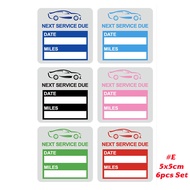 5 Design 6pcs/Set Sheet 5x5cm Waterproof Next Service Due Date Miles Car Window Sticker Self-adhesiv