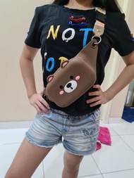 NASIUDUK TAS PINGGANG JELLY LINE samping selempang karakter import