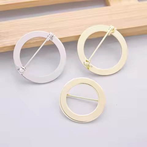 2pcs/lot 31MM Round Copper Pin Cabochon Base Tray Bezel Blank 31MM Safety Pin For DIY Brooch Accesso