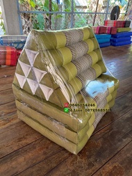 Three Fold Thai Cushion, 67x20x3 inches (LxWxH), 100 % Natural Kapok Filling, Foldable Thai Mat with Triangle Cushion, Headrest, Thai Pillow หมอนขิด หมอนสามเหลี่ยม สิบช่องสามพับ ลายขิดผ้าไทย
