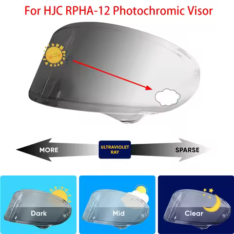 For HJC RPHA 12 RPHA-12 Helmet Photochromic Visor Face Motorcycle Helmet Shield Lens