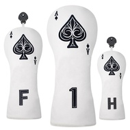 Golf Club Head Cover 1/3/5/UT Wood Cover Fairway Wood Mixed Wood PU Waterproof Spade A Ball Head Cov