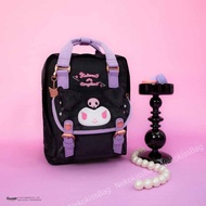 Doughnut x Kuromi Series Backpack กระเป๋าเป้สะพายหลัง กระเป๋าเป้โดนัท (แถมพวงกุญแจ) สีม่วง สีดำ