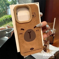 Cute Capybara Brown Suede Phone Case For Realme 14 14X C75 C75X C73 C71 GT8 GT7 GT7T V70 V60 Pro Neo