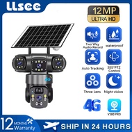 LLSEE 🔥  V380 Pro 12MP 3-lens Full HD Solar 4G Camera CCTV 360 Wireless WiFi Camera Waterproof Outdo
