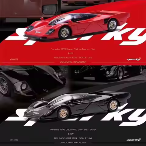Sparky Porsche 962 Porsche 1:64 Le Mans 1993 Red Black Alloy Model Tiny