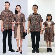 BATIK COUPLE KELUARGA SARIMBIT FAMILY PASANGAN TERBARU AYAH IBU ANAK MAWAR DAUN COKLAT KONDANGAN BAJ