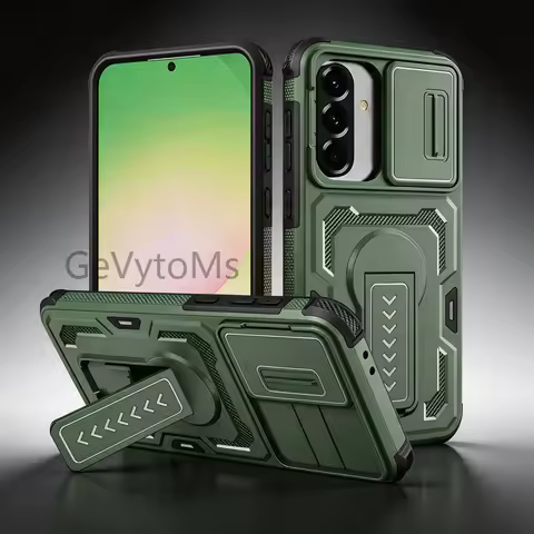 GalaxyA37 5G Heavy Duty Kickstand Armor Case For Samsung Galaxy A37 A 37 Military Grade Slide Camera