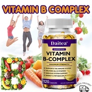 B complex vitamin capsules (B12, B1, B2, B3, B6, B12, biotin) reduce stress, support nervous system 