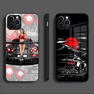 BL-1 Japan GTR Running Car Phone Case Tempered Glass For IPhone  17， 13 Mini 12  X XR XS 8 7 6s Plus