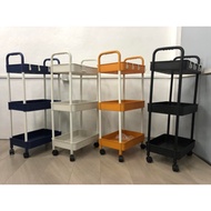 (YELLOW) Plastic trolley cart 3-Tier Foldable Kitchen Utility Trolley Storage Cart shelf Rack