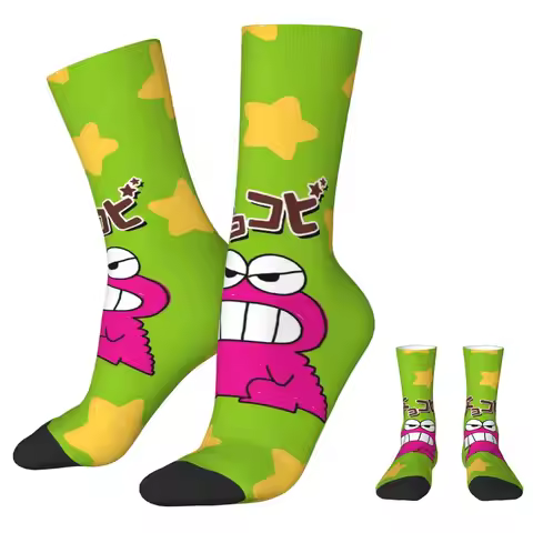 Crazy Design Crayon Shin-chan Chocobi Chocolate Cookie Football Socks Japanese Anime Polyester Crew 