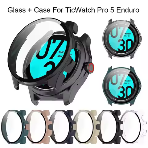 Tempered Glass+Case Cover For Ticwatch Pro 5 Enduro SmartWatch Strap Protective Shell Bumper For Tic