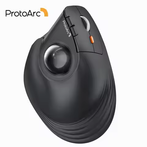 ProtoArc EM05NLWireless Trackball Mouse Rechargeable Bluetooth Ergonomic Vertical Rollerball Mouse f