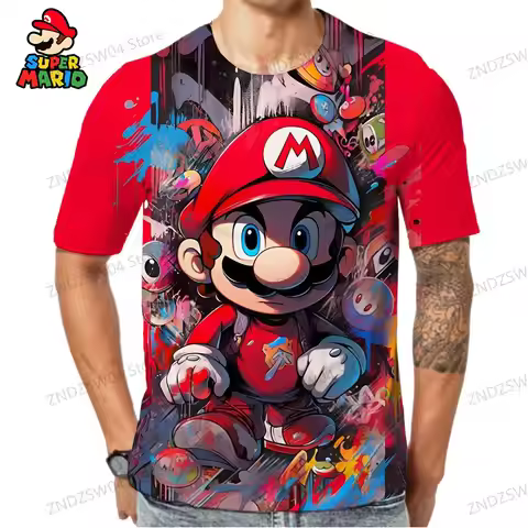 Mario 2024 Y2k Harajuku Style Men's Children's T-Shirt Quick Dry Parent-child Wear Tops Streetwear F