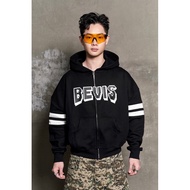 BEVIS HOODIE ZIP (BLACK) - BEVIS ZIP HOODIE (BLACK)