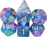 SmartDealsPro 7-Die Glitter Polyhedral Dice Set with Pouches for DND RPG MTG Dungeon and Dragons Tab
