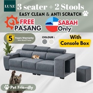 Sabah Sofa 7.5ft 3 Seater Sofa Premium Sofa With Stools Pet Friendly Sofa With Console Box Anti Scra