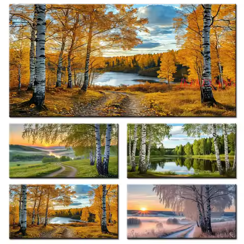 Four Seasons Forest Scenery Picture DIY Diamond Painting Cross Stitch Full Drill Diamond Mosaic New 
