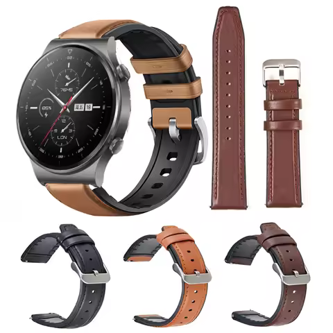 Watch Band 22mm Leather Strap For Huawei GT 2 3 GT3 GT2 Pro 46 Watch Strap Replacements GT 4 3 2 46m