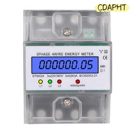CDAPHT Three Phase Energy Meter, 10 to 100A Backlit LCD Display DIN Rail Energy Meter, Durable 230 4