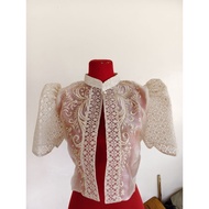 Modern Filipiñana Bolero Crop top Beige with Embroidery