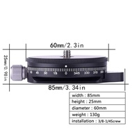 Camera Pan Base With  Style Plate, 0.95Cm  Aluminum Panoramic Ball Tripod Head With Bubble Level, Lo