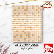Asia Tile Zola Brown 20x25 Kw1 Keramik Dinding Kamar Mandi