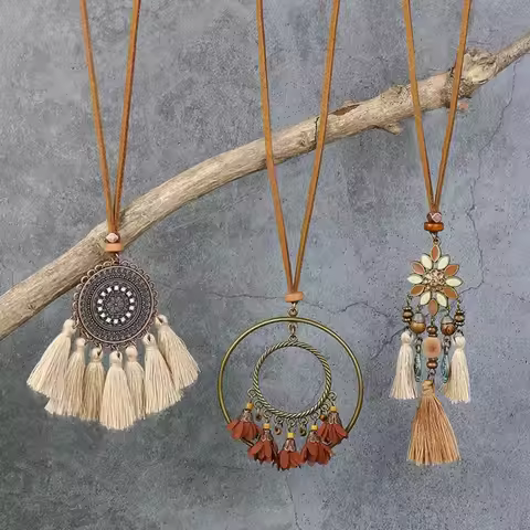 Bohemian Necklace Long Necklace Ethnic Style Necklace Pendant Tassels Necklace Travel Beach Necklace