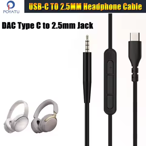 DAC USB C to 2.5mm Audio For Bose 700, QuietComfort, Ultra QC25 QC35 QC35ii QC45 OE2 Headphone Cord 