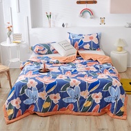 Summer Cotton Quilted Blanket Flower Plants Pattern Thin Comforter Soft Bedspread Air Condition Quilt Kids Adult Queen Bed Cover