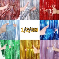 Tinsel Blue Pink Foil Curtain 1x3m Party Background Gold Beige Green Foil Fringe Curtain 1m 2m Backd