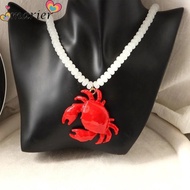 MARIER Crab Necklace, Enamel Crab Beaded Pendant Boho Necklace,  Boho Style Childishness Design Beac