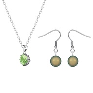 August Birth Stone Pendant Necklace And Pearl Earrings Jewellery Set Embellished with Premium Grade 