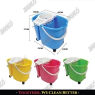 Rayaco Plastic Double Mop Bucket With Wheel 20Liter | Mop Pail With Wheels | Mopping Pail With Wheel