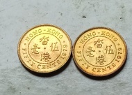 香港1979年5毫硬幣共2枚，幾乎全新