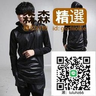 Ω依枝獨袖Ω韓版秋裝潮男個性夜店裝龐克搖滾拼皮連帽T恤  [滿300出貨]