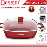 DESSINI ITALY WPSP-28 Granite Die Cast Aluminium Non Stick Casserole Pot Bowl Deep Fry Pan Cookware 
