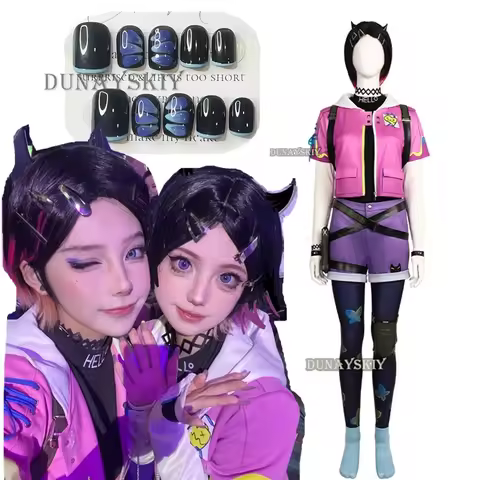 Clove Cosplay Costume Game Valorant Clove Immortal Cosplay Costume Clove Nails Wig Women Combat Unif