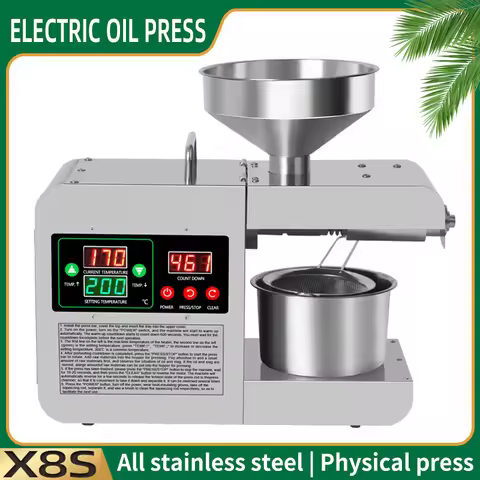 Oil Press Automatic Household FLaxseed Oil Extractor Peanut Oil Press Cold Press Oil Machine 820W (M