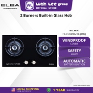 ELBA Built-In Gas Hob EGH-N8822G(BK) | 2 Triple-Ring Burners (5.0 kW) | Tempered Glass Top | Battery