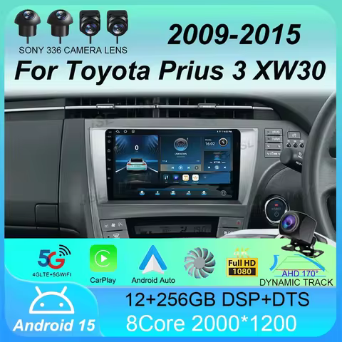 Car Radio Android 15 Carplay For Toyota Prius 3 XW30 2009 - 2015 LHD RHD Multimedia Video Player Nav