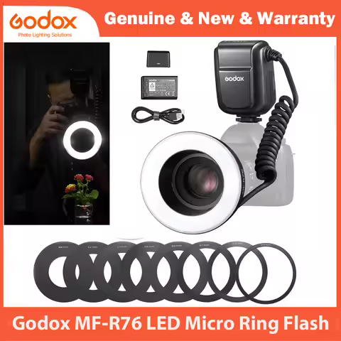 【KR&MX】Godox MF-R76 Macro LED Ring Flash Speedlite 76Ws 660 Full-Power Flashes for Canon Nikon Sony 