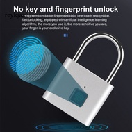 Fingerprint Padlock USB Rechargeable Quick Response Zinc Alloy Keyless Biometric Portable Smart Touch Lock for Door Locker Suitcase Gym