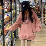 Long-Sleeved Printed Hoodie. Fashion Sweater. Pastel Pink Front Pocket TS464