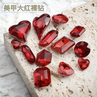 Red Pointed Bottom Diamond Manicure Diamond Mixed Decorations New Year Big Red Love Fat Square Nail 