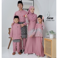 Set Family Kurung Sara Dusty Pink Baju Kurung Moden Ibu Anak Set Sedondon Baju Raya