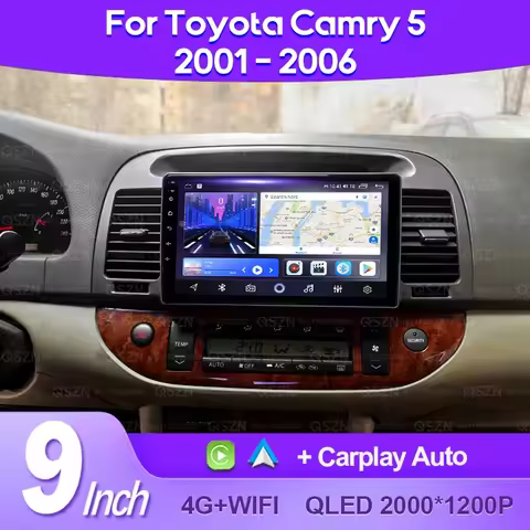 QSZN For Toyota Camry 5 XV 30 2001 - 2006 2K QLED Android 13 Car Radio Multimedia Video Player GPS A