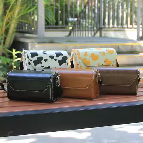 Adjustable Strap Camera Case Leather Shockproof Photography Pouch for Nikon J1/Leica D-LUX/Canon G5X